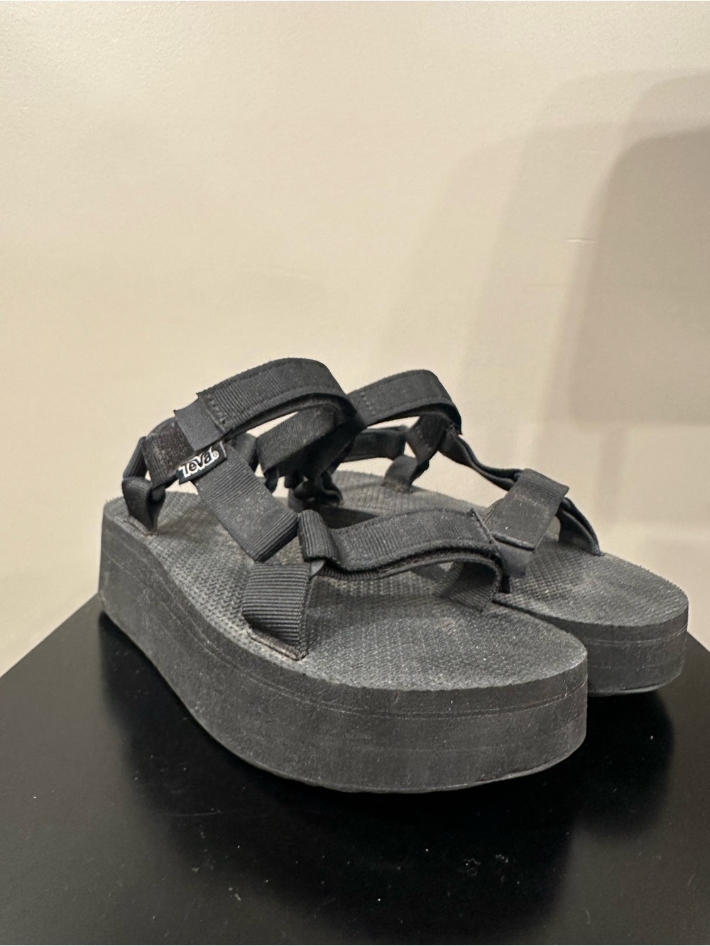 Teva Black Women's Platform Sandals with Velcro Straps
